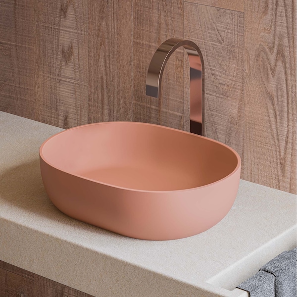 Ruvati 19-inch Sedona Clay Pink epiStone Solid Surface Bathroom Vessel Sink RVB2119TL - main